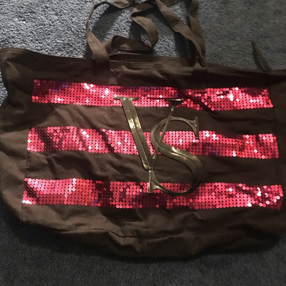 Victoria's Secret Large Tote Sequin pink and black